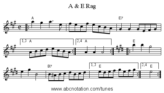 A & E Rag - staff notation