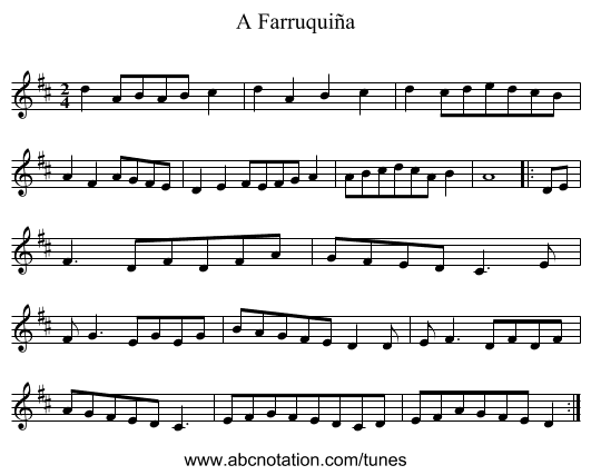 A Farruquiña - staff notation