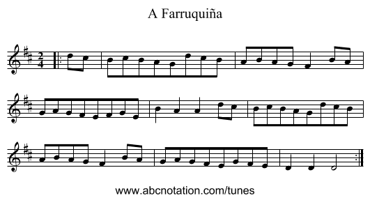 A Farruquiña - staff notation
