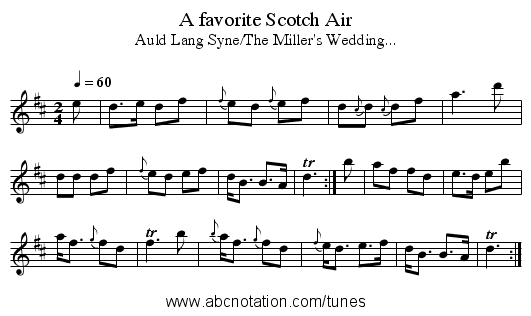 A favorite Scotch Air - staff notation