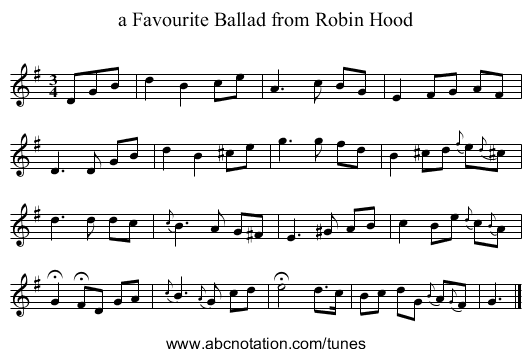 a Favourite Ballad from Robin Hood - staff notation