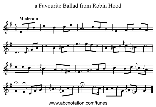a Favourite Ballad from Robin Hood - staff notation