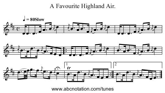 A Favourite Highland Air. - staff notation