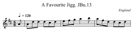 A Favourite Jigg. JBu.13 - staff notation