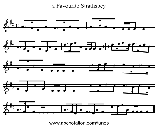a Favourite Strathspey - staff notation