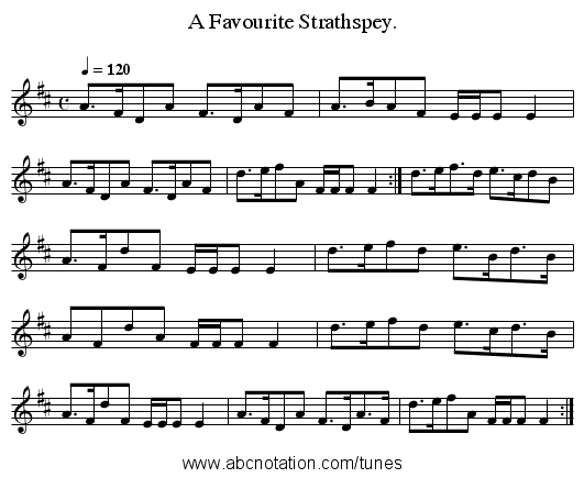 A Favourite Strathspey. - staff notation