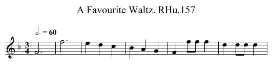 A Favourite Waltz. RHu.157 - staff notation
