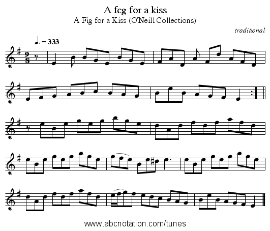 A feg for a kiss - staff notation