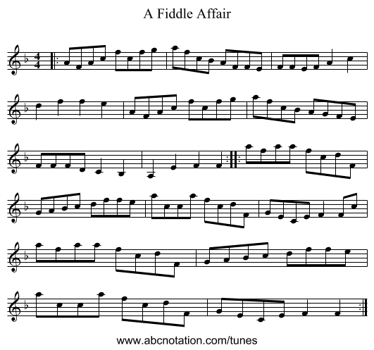 A Fiddle Affair - staff notation