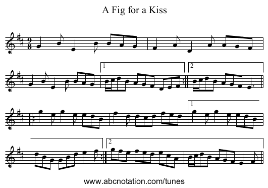 A Fig for a Kiss - staff notation