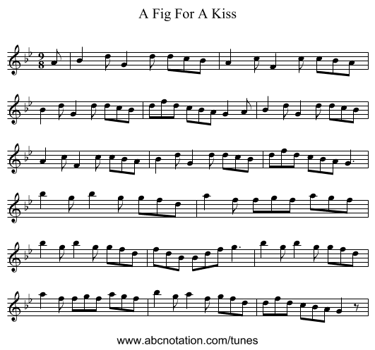A Fig For A Kiss - staff notation