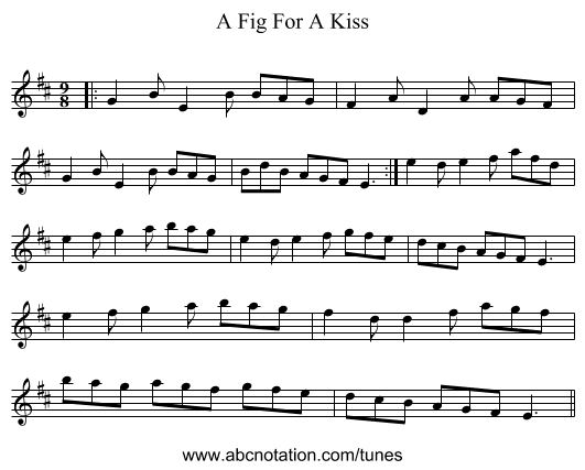 A Fig For A Kiss - staff notation