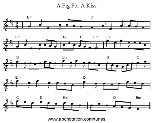 A Fig For A Kiss - staff notation