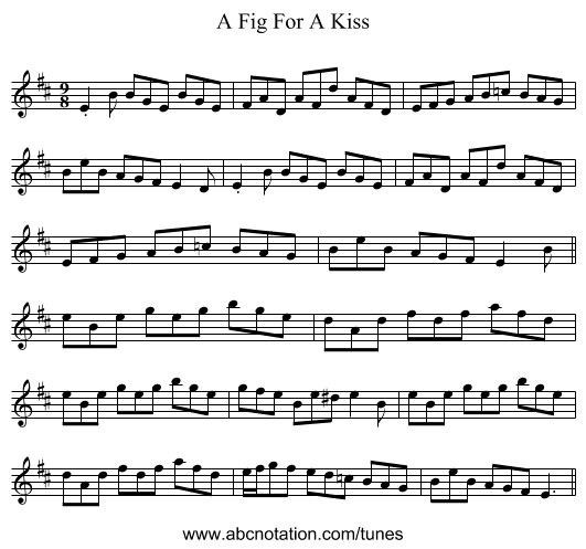 A Fig For A Kiss - staff notation