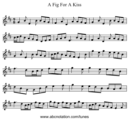 A Fig For A Kiss - staff notation
