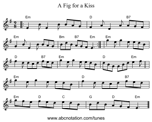 A Fig for a Kiss - staff notation