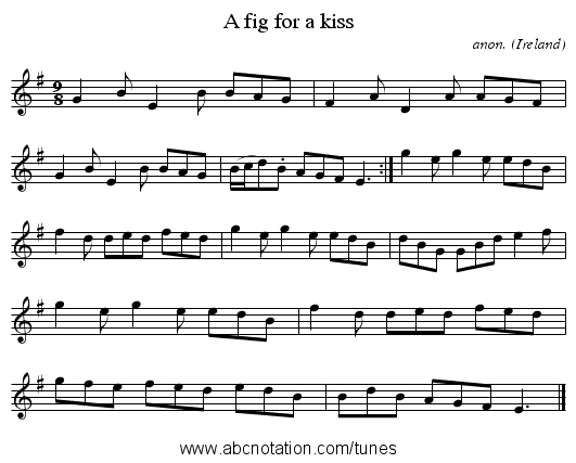 A fig for a kiss - staff notation