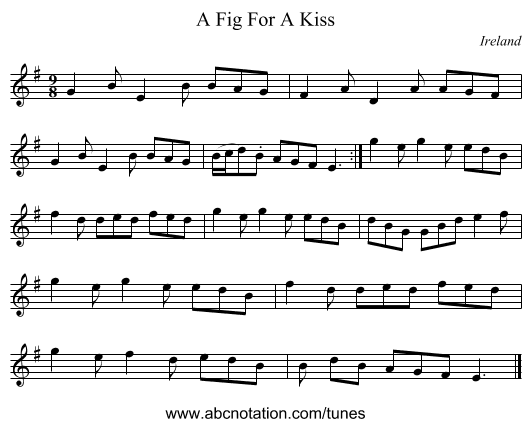 A Fig For A Kiss - staff notation