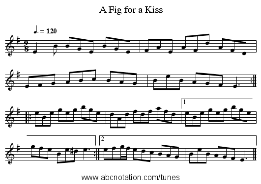 A Fig for a Kiss - staff notation