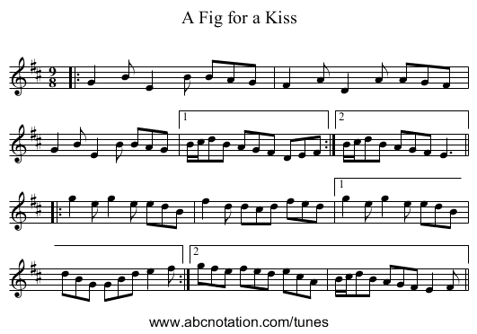 A Fig for a Kiss - staff notation
