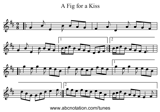 A Fig for a Kiss - staff notation