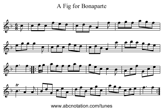A Fig for Bonaparte - staff notation