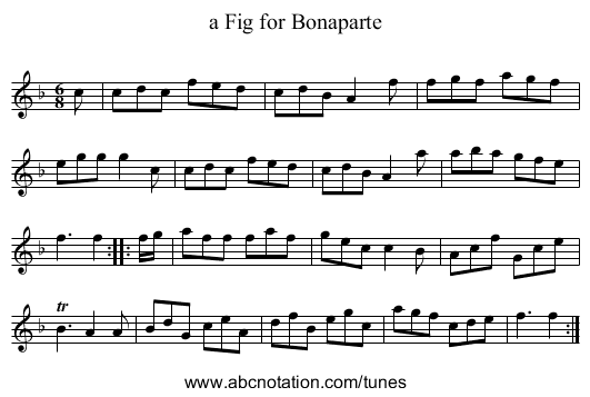a Fig for Bonaparte - staff notation