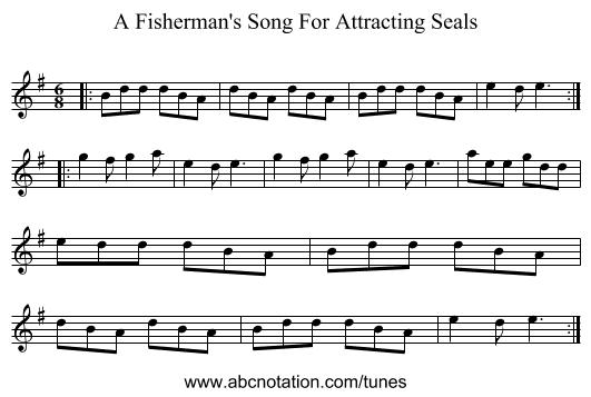 A Fisherman's Song For Attracting Seals - staff notation