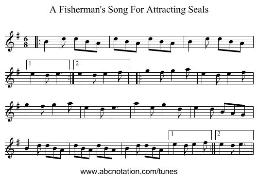 A Fisherman's Song For Attracting Seals - staff notation