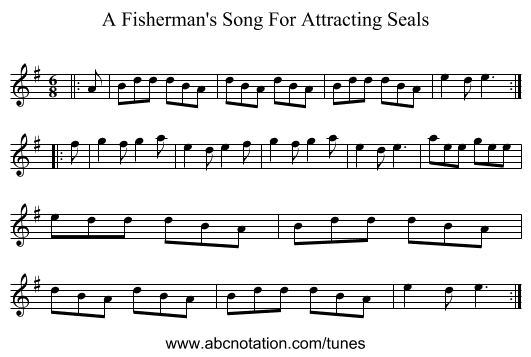 A Fisherman's Song For Attracting Seals - staff notation