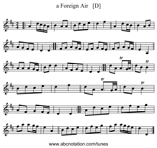 a Foreign Air   [D] - staff notation