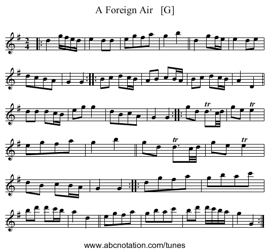 A Foreign Air   [G] - staff notation
