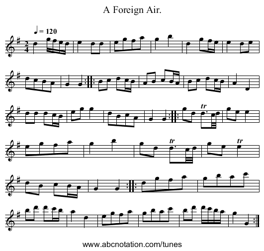 A Foreign Air. - staff notation