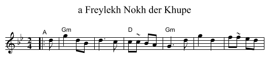 a Freylekh Nokh der Khupe - staff notation