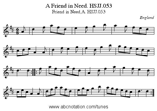 A Friend in Need. HSJJ.053 - staff notation