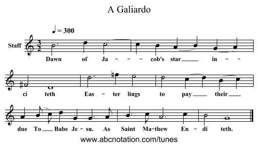 A Galiardo - staff notation