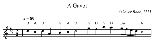 A Gavot - staff notation