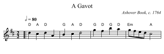 A Gavot - staff notation