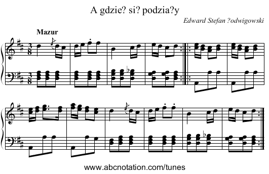A gdzie? si? podzia?y - staff notation