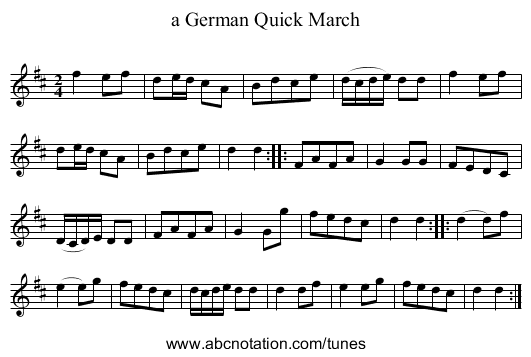 a German Quick March - staff notation