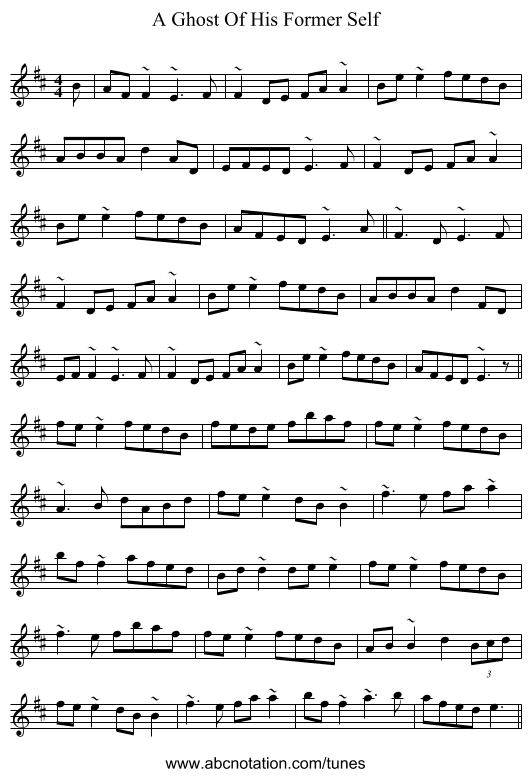 A Ghost Of His Former Self - staff notation