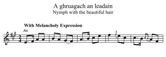 A ghruagach an leadain - staff notation