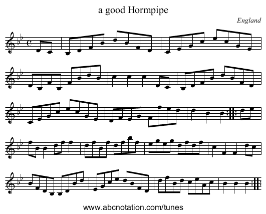 a good Hormpipe - staff notation