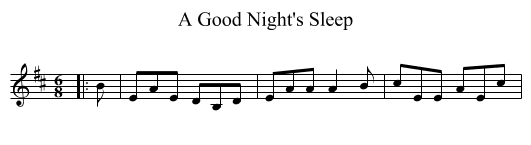 A Good Night's Sleep - staff notation