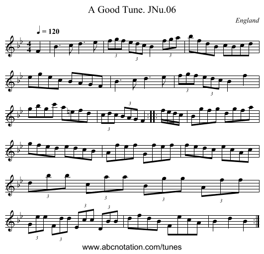 A Good Tune. JNu.06 - staff notation