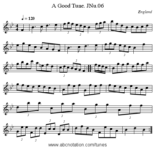 A Good Tune. JNu.06 - staff notation