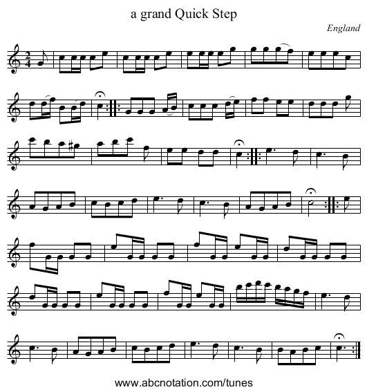 a grand Quick Step - staff notation