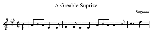 A Greable Suprize - staff notation