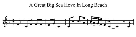 A Great Big Sea Hove In Long Beach - staff notation