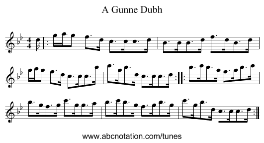 A Gunne Dubh - staff notation